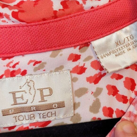 EP PRO Tour Tech Women's Coral Animal Print Golf Polo Tank Size XL - Picture 3 of 5